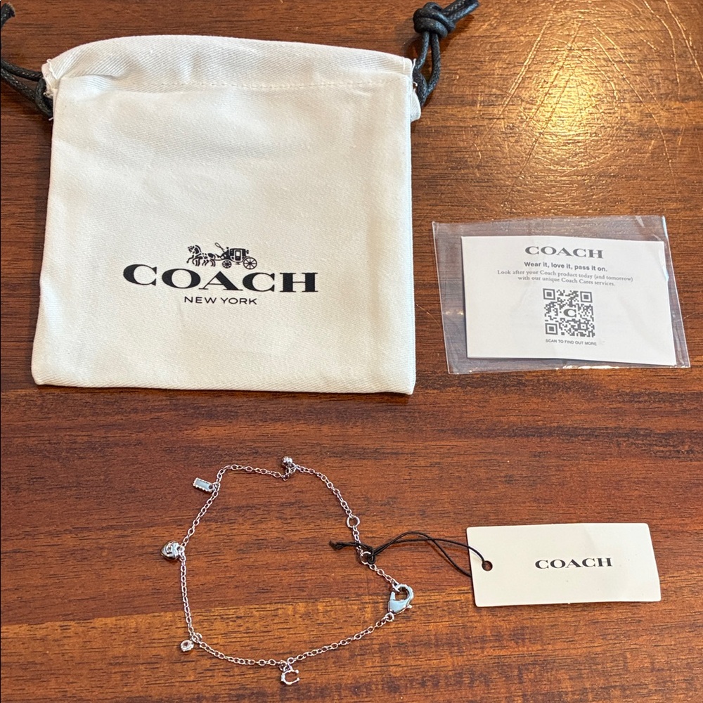 Coach Silver Heart Charm Bracelet